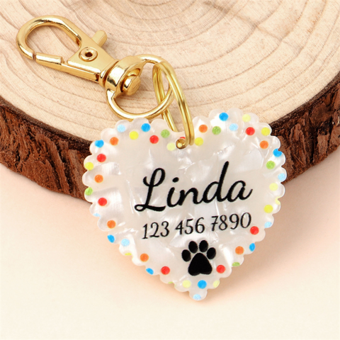 Plaque d'Identification Personnalisée en Forme de Cœur pour Chien, Mignonnes Étiquettes Portables Anti-Perte pour Petits, Moyens et Grands Chiens, Plaque Nom pour Chat
