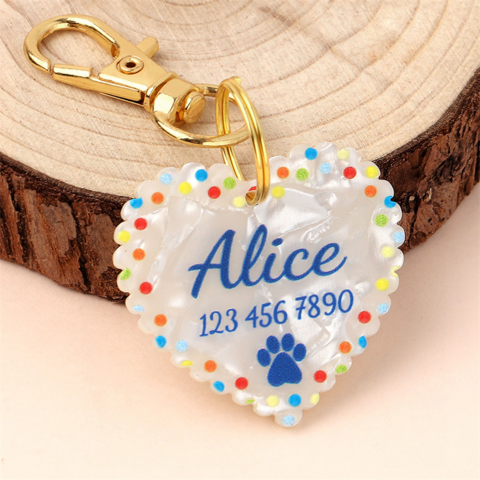 Plaque d'Identification Personnalisée en Forme de Cœur pour Chien, Mignonnes Étiquettes Portables Anti-Perte pour Petits, Moyens et Grands Chiens, Plaque Nom pour Chat