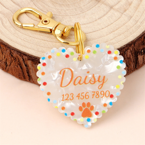 Plaque d'Identification Personnalisée en Forme de Cœur pour Chien, Mignonnes Étiquettes Portables Anti-Perte pour Petits, Moyens et Grands Chiens, Plaque Nom pour Chat