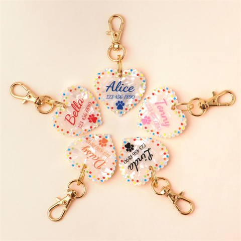 Plaque d'Identification Personnalisée en Forme de Cœur pour Chien, Mignonnes Étiquettes Portables Anti-Perte pour Petits, Moyens et Grands Chiens, Plaque Nom pour Chat