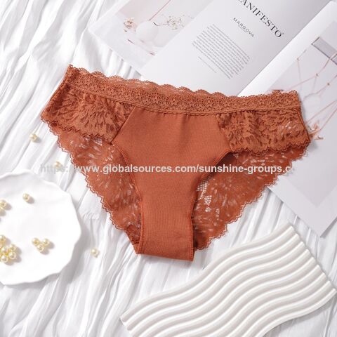 Bragas triangulares de encaje para mujer - Ropa interior femenina cómoda y transpirable, sin costuras, calado estilo francés
