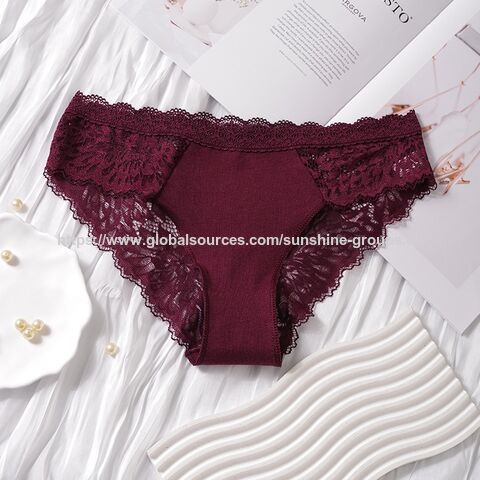 Bragas triangulares de encaje para mujer - Ropa interior femenina cómoda y transpirable, sin costuras, calado estilo francés