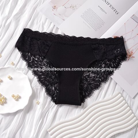 Bragas triangulares de encaje para mujer - Ropa interior femenina cómoda y transpirable, sin costuras, calado estilo francés