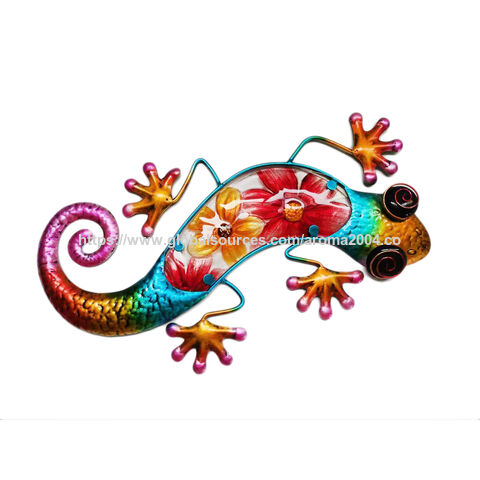 Ornement animalier en métal OEM, décoration murale de lézard pour la maison et le bureau