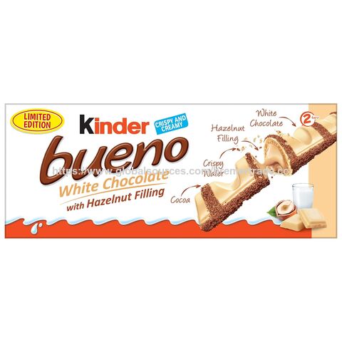 Kinder Bueno White Schokolade und Haselnusscreme Riegel, 2 einzeln verpackte Riegel à 40g, 30er Pack - Limited Edition