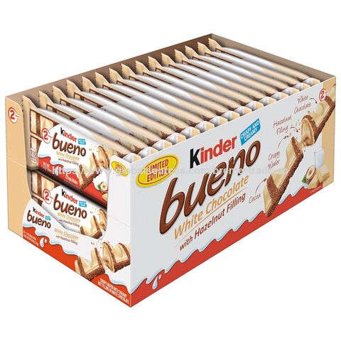 Kinder Bueno White Schokolade und Haselnusscreme Riegel, 2 einzeln verpackte Riegel à 40g, 30er Pack - Limited Edition