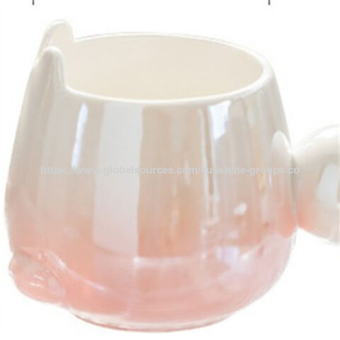 Taza de Cerámica Cambia de Color con Diseño de Letras, Juego de Tazas para Sublimación con Tapa y Cuchara, Ideal para Parejas y Hogar - Venta al por Mayor