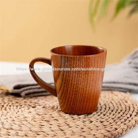 Chope à bière en bois, tasse à café créative en bois, tasse de style japonais avec poignée, résistante aux hautes températures