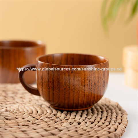 Chope à bière en bois, tasse à café créative en bois, tasse de style japonais avec poignée, résistante aux hautes températures