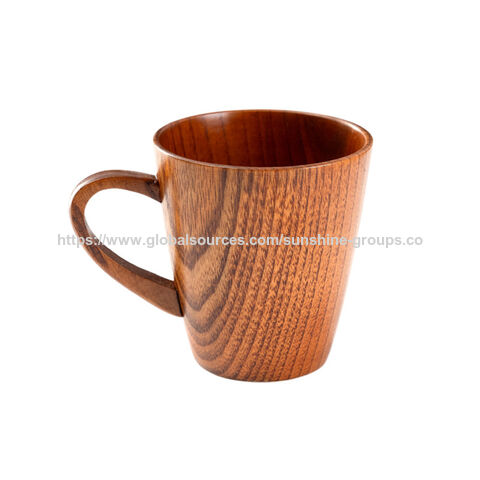 Chope à bière en bois, tasse à café créative en bois, tasse de style japonais avec poignée, résistante aux hautes températures