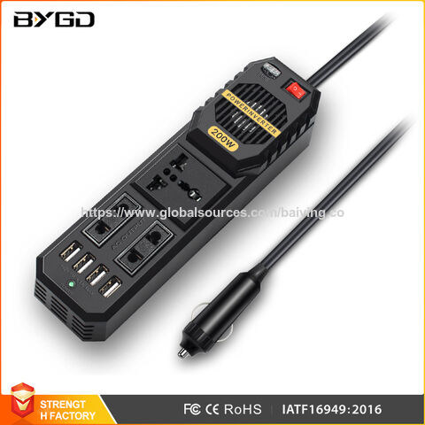 PROMO ! Onduleur de voiture BYGD 150W, DC 12V/24V vers AC 220V, Prise universelle, 4*USB pour chargement mobile et ordinateur, OEM, ODM