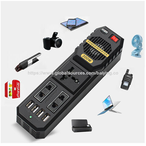 PROMO ! Onduleur de voiture BYGD 150W, DC 12V/24V vers AC 220V, Prise universelle, 4*USB pour chargement mobile et ordinateur, OEM, ODM