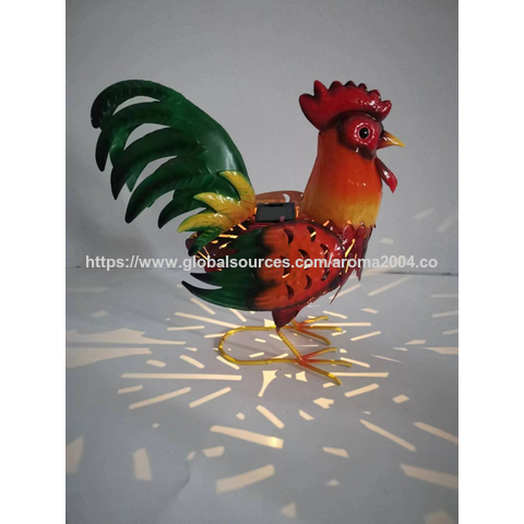 Estatua de pájaro de metal a precio de fábrica, luz nocturna solar para exteriores, decoración de jardín para patio, adorno de césped para exteriores