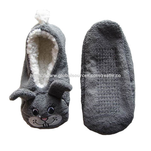 Günstige Damen Hausschuhe für den Innenbereich, Kuschelige Winter Fuzzy Damen Socken mit Gripp