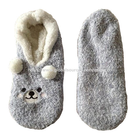 Günstige Damen Hausschuhe für den Innenbereich, Kuschelige Winter Fuzzy Damen Socken mit Gripp