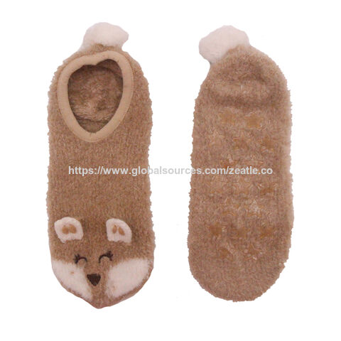 Günstige Damen Hausschuhe für den Innenbereich, Kuschelige Winter Fuzzy Damen Socken mit Gripp