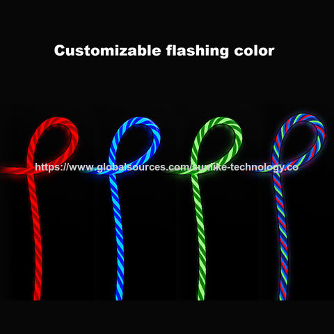 Manufacturer, fiber optic conductor, LED flashing light, single color or three colors, compatible with USB C device, for charge