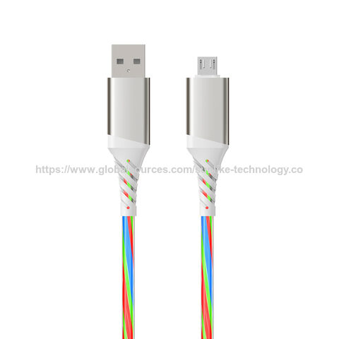 Manufacturer, fiber optic conductor, LED flashing light, single color or three colors, compatible with USB C device, for charge