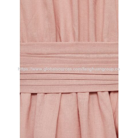 Robe en lin pour filles avec volants et col rond - Vente en gros de robes en lin pour enfants
