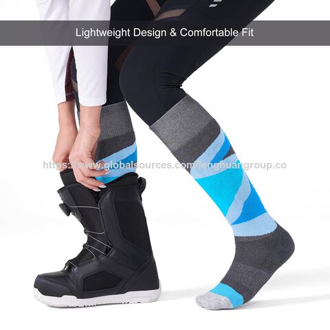 Chaussettes de ski pour femmes et hommes avec rembourrage complet, chaussettes chaudes d'hiver en laine