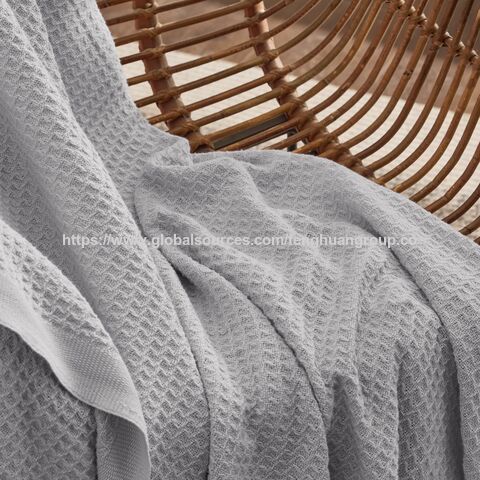 100% Baumwolldecke Waffel-Webart Herbstdecke Leichte und atmungsaktive, weich gewebte Decke
