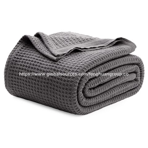 100% Baumwolldecke Waffel-Webart Herbstdecke Leichte und atmungsaktive, weich gewebte Decke