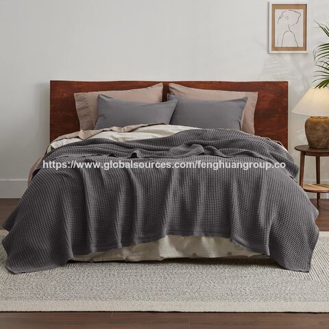 100% Baumwolldecke Waffel-Webart Herbstdecke Leichte und atmungsaktive, weich gewebte Decke