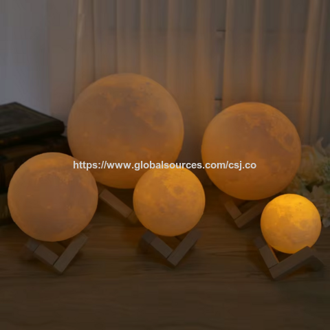 Lámpara de Noche LED 3D Luna Portátil con Control Táctil USB 15cm para Dormitorio - Luz Lunar