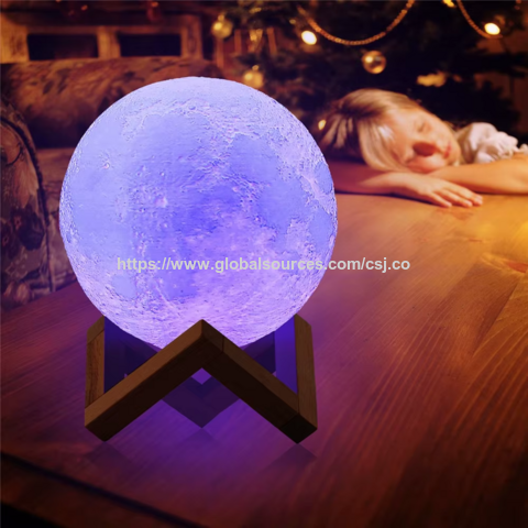 Lámpara de Noche LED 3D Luna Portátil con Control Táctil USB 15cm para Dormitorio - Luz Lunar