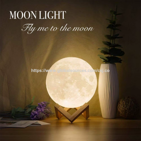 Lámpara de Noche LED 3D Luna Portátil con Control Táctil USB 15cm para Dormitorio - Luz Lunar