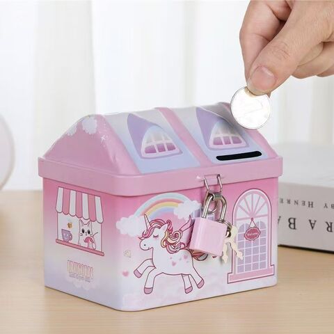 Cajas de dinero, hucha de hierro con diseño de niño y niña, alcancía de dibujos animados para niños, tarro para monedas de cambio, caja de dulces para bodas