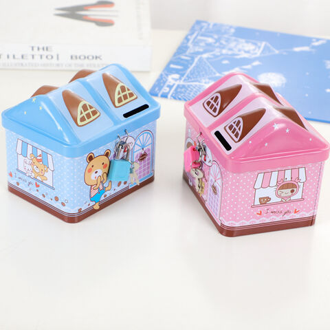 Cajas de dinero, hucha de hierro con diseño de niño y niña, alcancía de dibujos animados para niños, tarro para monedas de cambio, caja de dulces para bodas