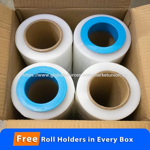 4 Rollos de Film Estirable Transparente de Calibre 80 para Embalaje y Envío, 45 cm x 457 m, Alta Resistencia y Sin Estiramiento