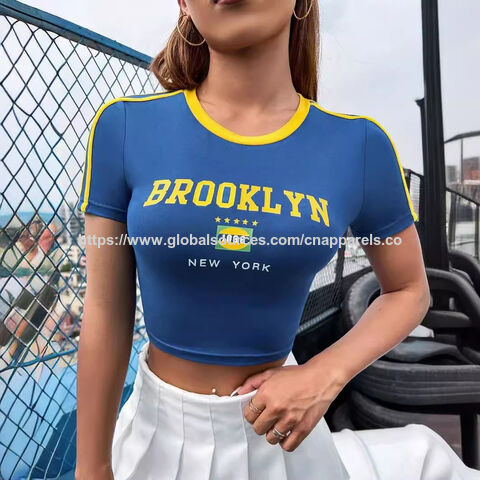 Camisetas Crop Top de Alta Qualidade, Roupa Casual Respirável para Mulheres - Crop Tops no Atacado