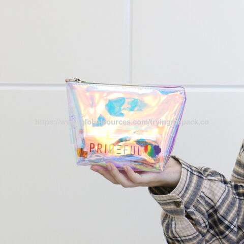 Bolsa de Cosméticos de PVC Personalizada para Viaje; Bolsa de Maquillaje Holográfica Portátil de Lujo con Impresión Personalizada