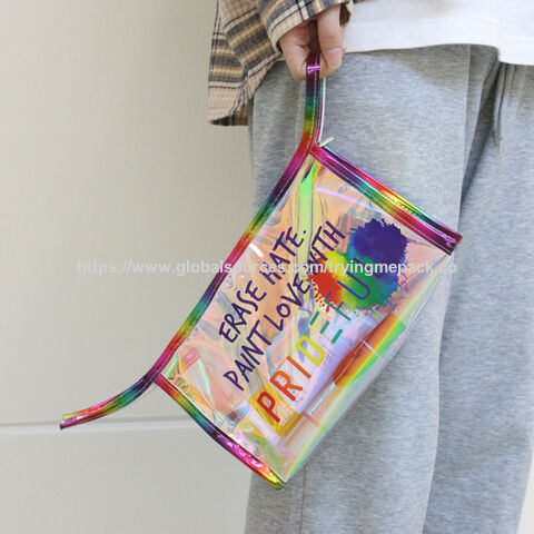 Bolsa de Cosméticos de PVC Personalizada para Viaje; Bolsa de Maquillaje Holográfica Portátil de Lujo con Impresión Personalizada