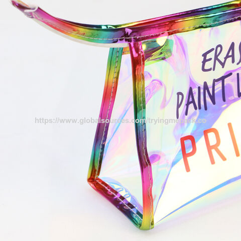Bolsa de Cosméticos de PVC Personalizada para Viaje; Bolsa de Maquillaje Holográfica Portátil de Lujo con Impresión Personalizada