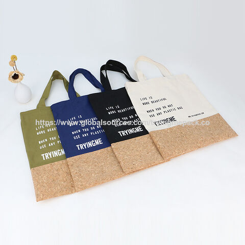 Bolsa Tote Grande de Lona de Algodón, Color Natural al por Mayor, con Logotipo Impreso y Plegable para Mujer