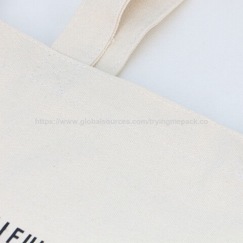 Bolsa Tote Grande de Lona de Algodón, Color Natural al por Mayor, con Logotipo Impreso y Plegable para Mujer