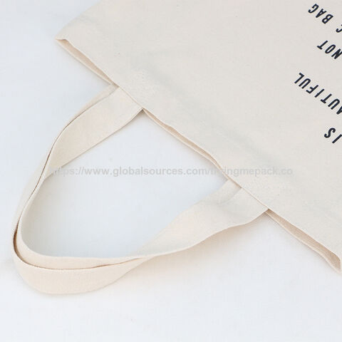 Bolsa Tote Grande de Lona de Algodón, Color Natural al por Mayor, con Logotipo Impreso y Plegable para Mujer
