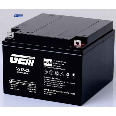 Bateria AGM 12V 26Ah de Fábrica para Armazenamento, Bateria de Ciclo Profundo