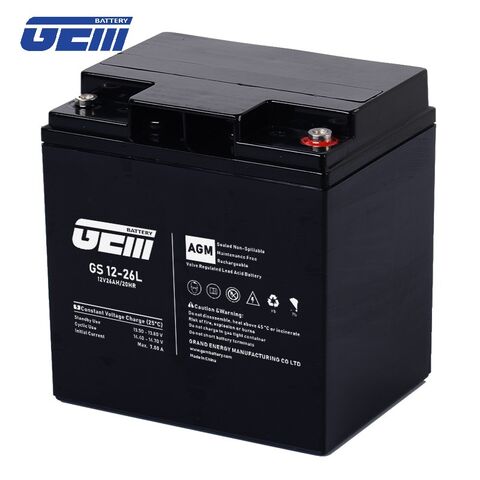 Bateria AGM 12V 26Ah de Fábrica para Armazenamento, Bateria de Ciclo Profundo