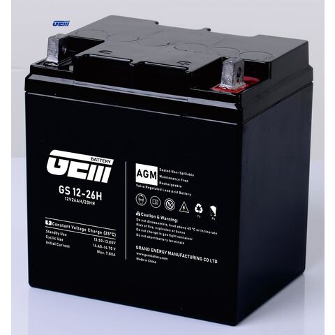 Bateria AGM 12V 26Ah de Fábrica para Armazenamento, Bateria de Ciclo Profundo