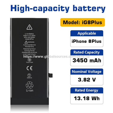 Approvisionnement en gros OEM d'usine, batterie de remplacement haute capacité et stable pour iPhone 8 Plus, batterie de rechange pour réparation
