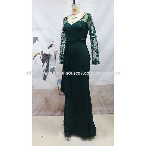 Langlebiges, elegantes Langarm-Kleid mit moderater Passform für Damen, figurbetontes Spitzenkleid für Dinner und formelle Anlässe