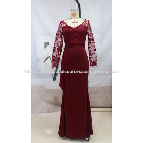 Langlebiges, elegantes Langarm-Kleid mit moderater Passform für Damen, figurbetontes Spitzenkleid für Dinner und formelle Anlässe