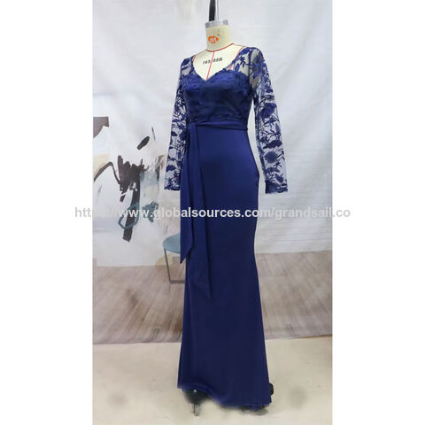 Langlebiges, elegantes Langarm-Kleid mit moderater Passform für Damen, figurbetontes Spitzenkleid für Dinner und formelle Anlässe