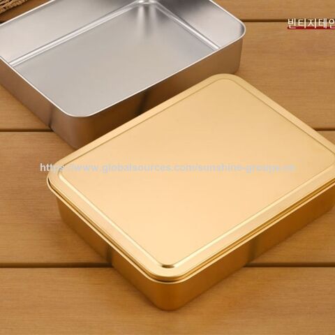 Placa cuadrada de acero inoxidable 304, placa plana, caja rectangular con tapa, bandeja para tiramisú, bandeja para hornear pasteles.