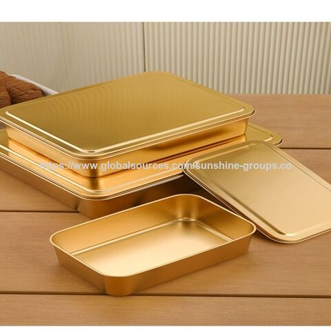 Placa cuadrada de acero inoxidable 304, placa plana, caja rectangular con tapa, bandeja para tiramisú, bandeja para hornear pasteles.