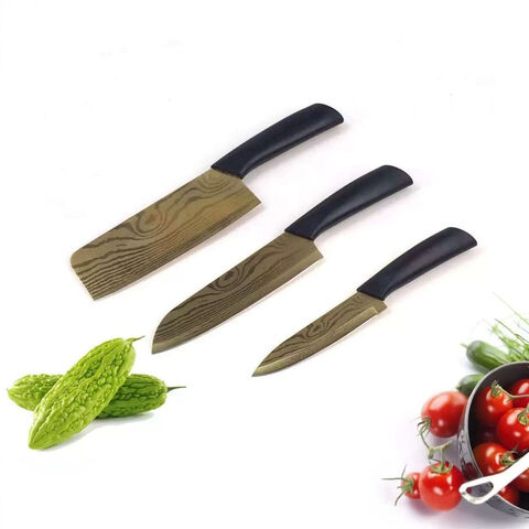 Conjunto de Facas de Cozinha em Aço Inoxidável, Facas de Chef, Facas de Fatiar, Facas de Frutas, Conjunto de Três Peças
